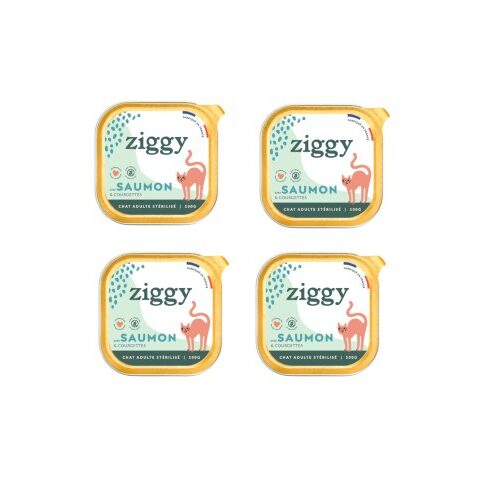 Pâtée complète au saumon sans céréales pour chat adulte stérilisé - 4 x 100 g
