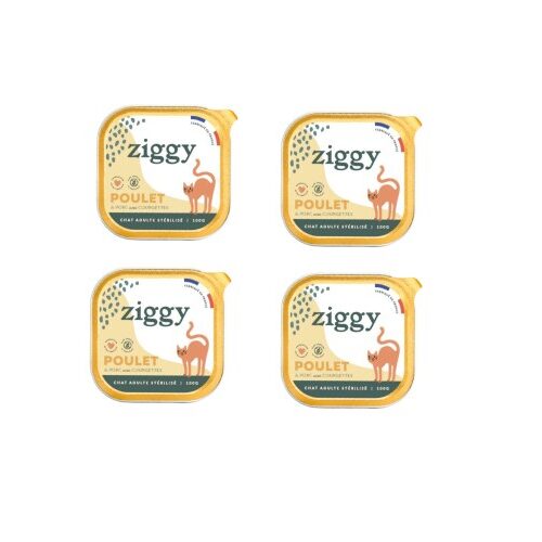 lot de 4 patée au poulet pour chat sterilisee sans cereale