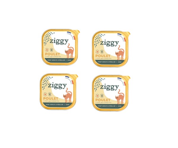 lot de 4 patée au poulet pour chat sterilisee sans cereale