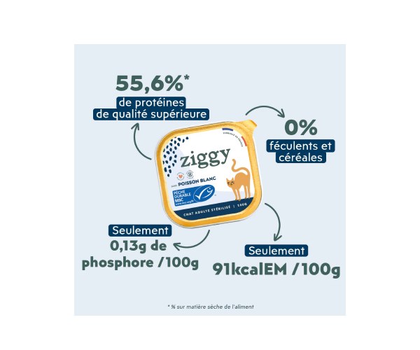 valeur nutritive de la patee au poisson blanc pour chat sterilise
