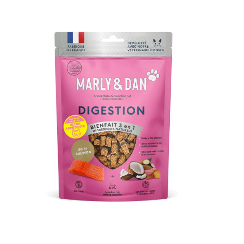 Friandises tendres bouchées "Digestion" au saumon pour chat sans céréales - Marly & Dan