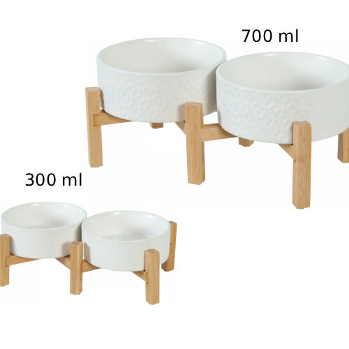Gamelle double céramique en grès kéramo blanc pour chien et chat, Zolux