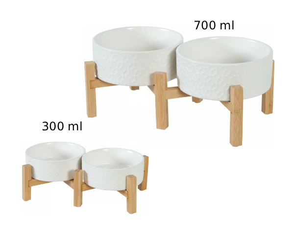 Gamelle double céramique en grès kéramo blanc pour chien et chat, Zolux