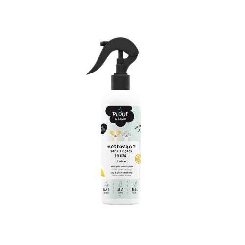 La lotion nettoyante Plouf pour chien et chat est formulée à base d’extrait de citron