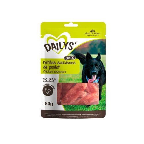 Petites saucisses de poulet pour chien Dailys, 80 g