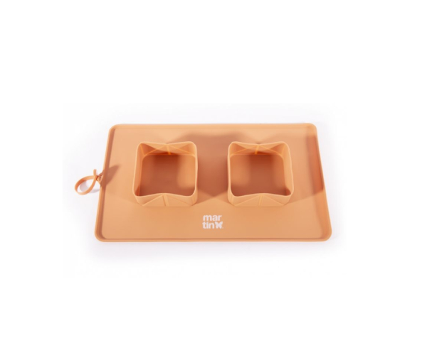 Gamelle double pliable voyage pour chat, chien, 600ml orange