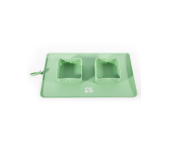 Gamelle double pliable voyage pour chat, chien, 600ml vert
