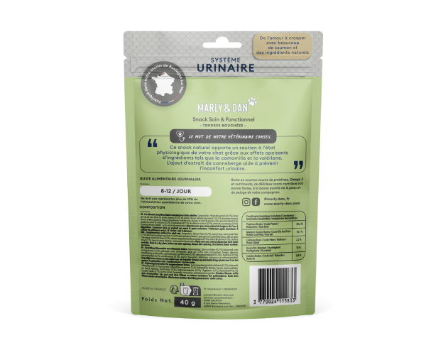 Friandise Urinaire 40% saumon sans céréales pour Chat dos