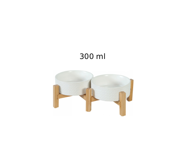 Gamelle double céramique en grès kéramo blanc pour chien et chat, Zolux