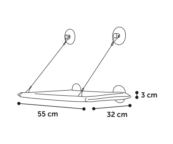 Hamac Fenetre Rectangle Gris pour Chat Schema Dimensions - Dakar - Senegal