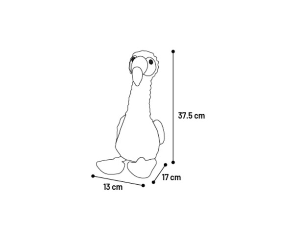Dimensions peluche flamant rose Lucy jouet chien 13x17x37,5 cm