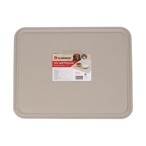 Tapis gamelle antidérapant chien chat Flamingo Largo Taupe 45x35 cm Dakar