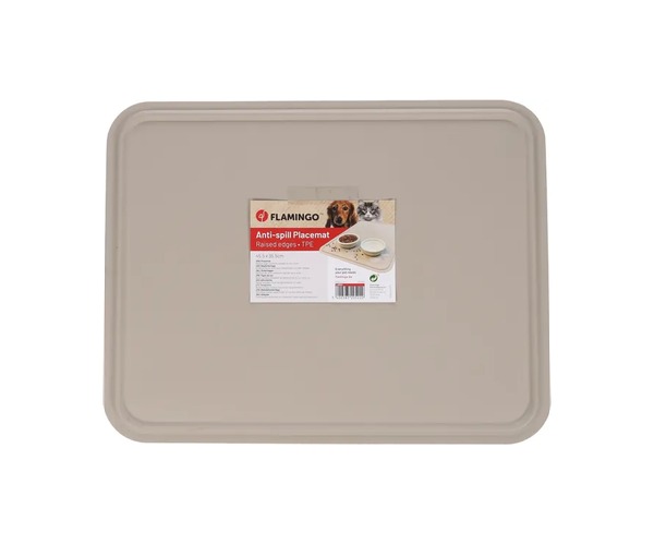 Tapis gamelle antidérapant chien chat Flamingo Largo Taupe 45x35 cm Dakar