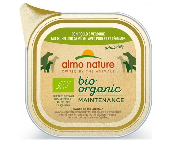 Pâtée Chien adulte Bio Organic Maintenance avec Poulet et Légumes