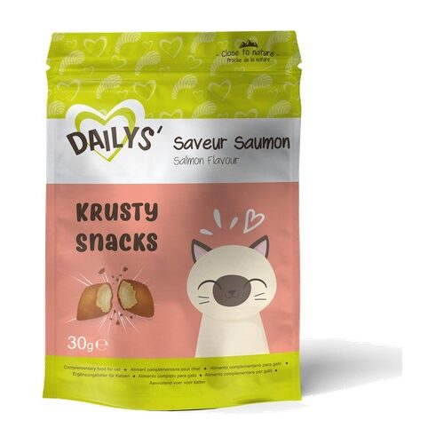 Friandises pour chat Dakar; Sénegal Dailys Krusty Snacks saveur saumon 30g
