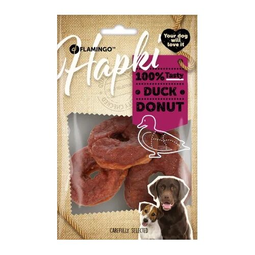 Friandises pour chien Flamingo Hapki Donut au canard 95g