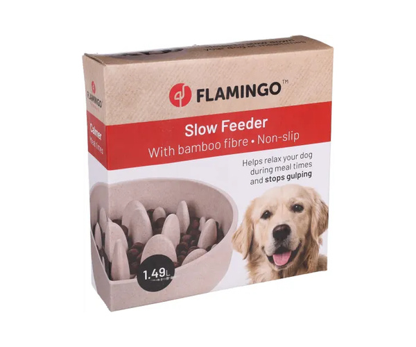 Gamelle Anti-Glouton Chien En Fibre de Bambou Beige 1,5 L – Image 2